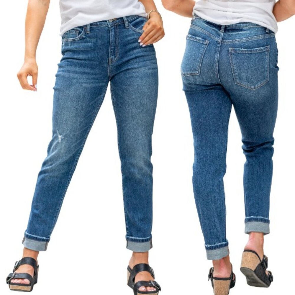 Flying Monkey Resident Cuffed Stretchy Boyfriend Jean Women's Size 27